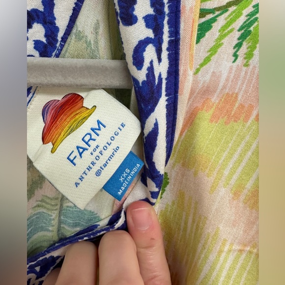 Rare‼️FARM Rio Tropical Print V-Neck Puff Sleeve Maxi Dress Fits Size XS or S - Picture 16 of 16